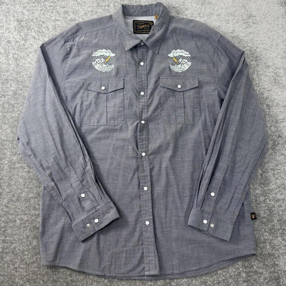 Howler Bros Gaucho Snapshirt Mens XL Embroidered Thunder Lightning Pearl Snap